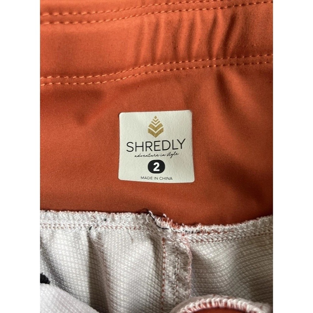 Shredly Cycling Shorts Womens 2 Pink Geometric Elastic Waist MTB Trail Pockets - Picture 2 of 4